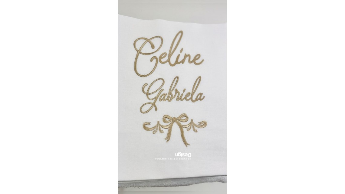 Trusou botez Nude Teddy Bear Toile de Jouy bej crem cu accente light pink și pattern floral vintage 6